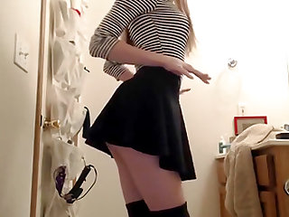Very hot teen gets wild in bathroom, masturbates on the floor for her horny fans